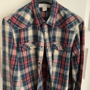 HM Mens Plaid/Striped Shirt Button Up Size XL